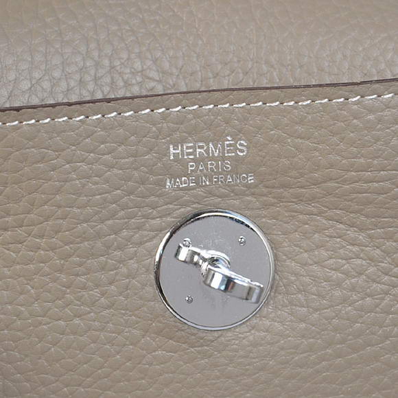 High Quality Replica Hermes Lindy 30CM Havanne Handbags 1057 Grey Leather Silver Hardware